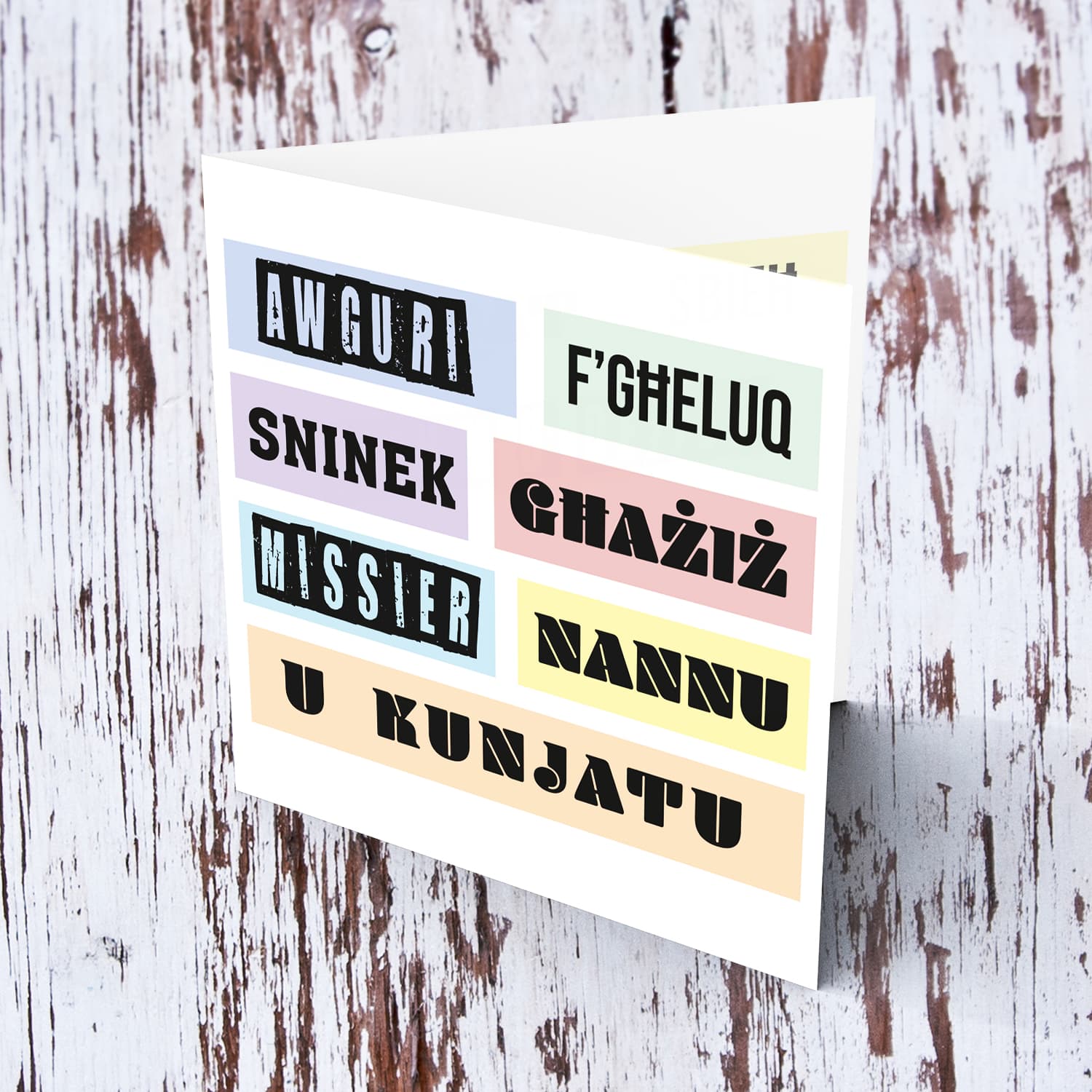 Colourful, modern pastel coloured birthday card for dad, grandpa and father-in-law in Maltese