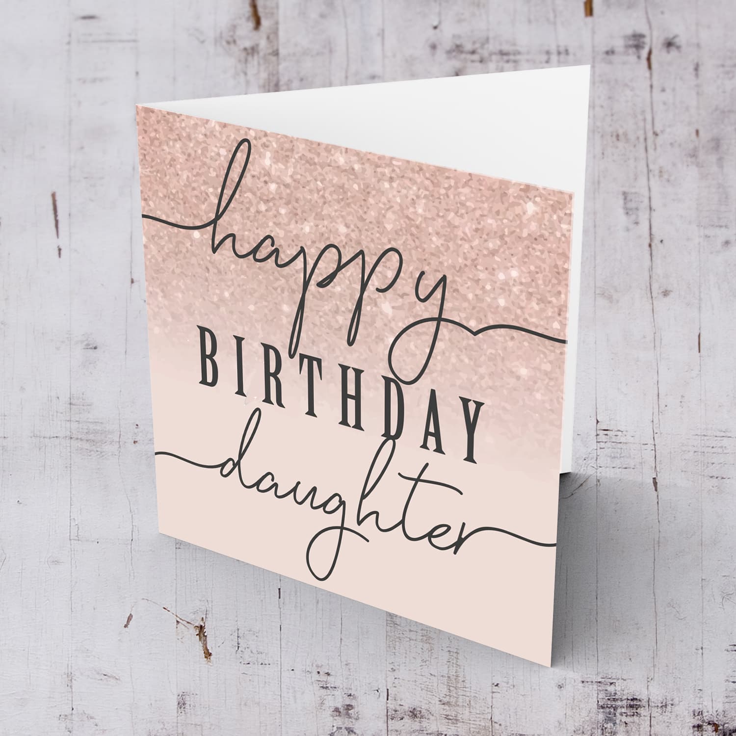 Dusty rose with sparkly background birthday card for daughter in English