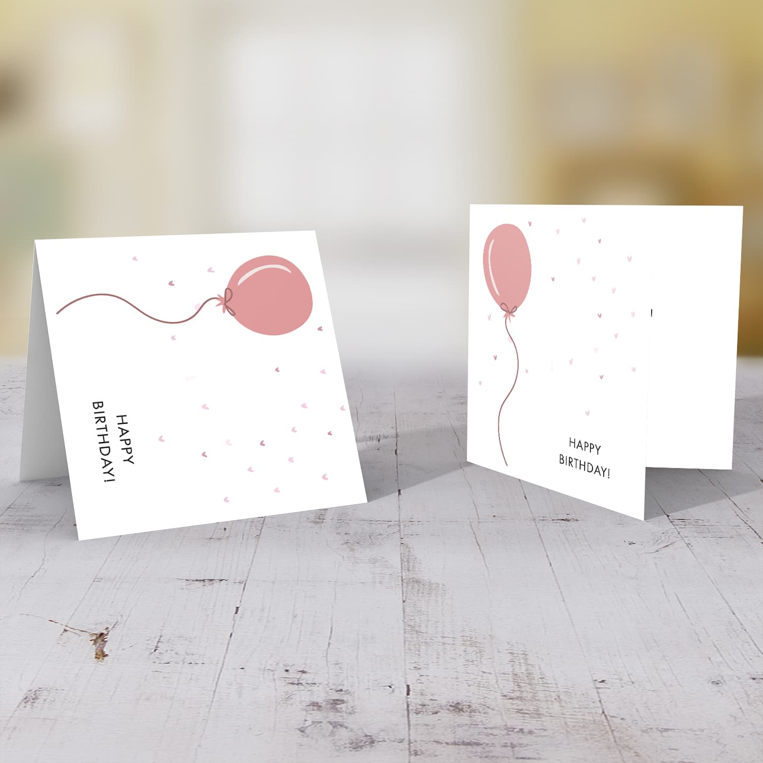 Light Pink Balloon themed birthday card for  girl in English