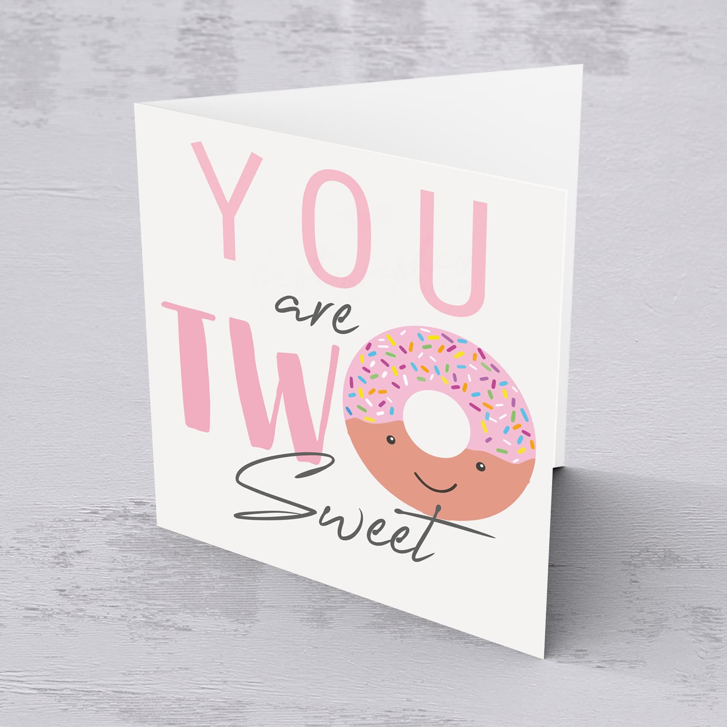 Cute donut themed birthday card for 2 year old in English 