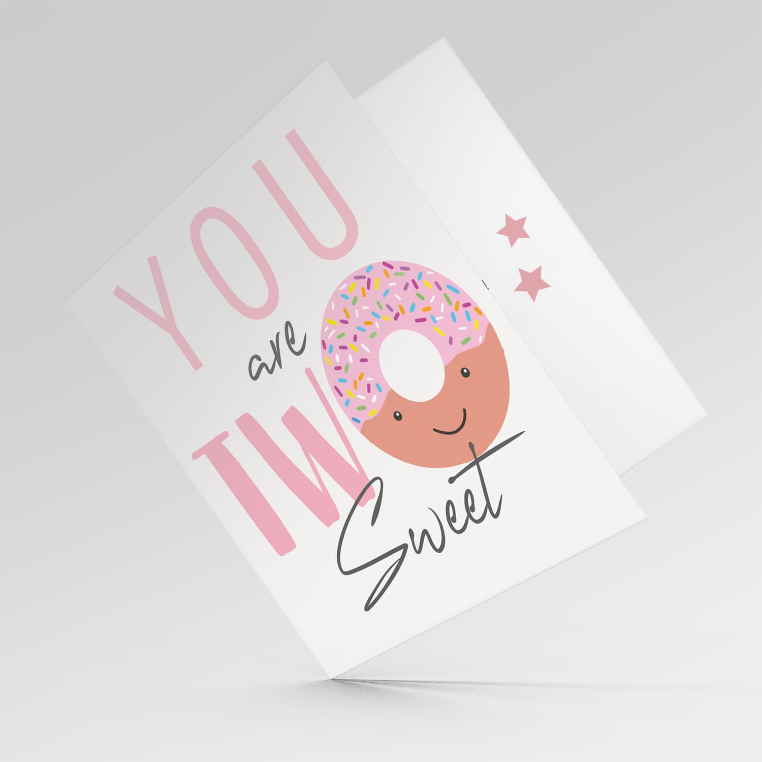 Cute donut themed birthday card for 2 year old in English 