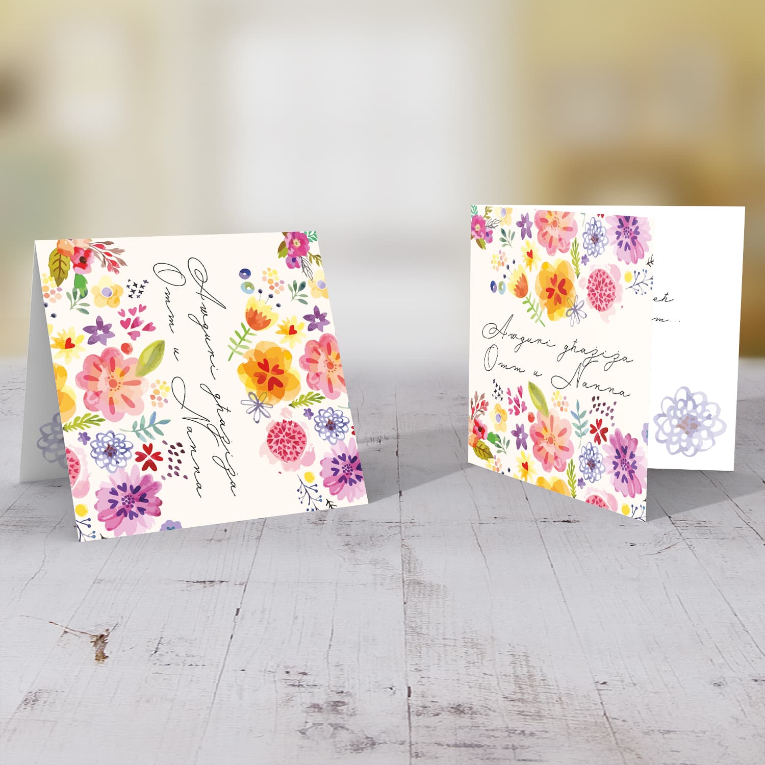 Colourful floral birthday card for Mother and Grandma in Maltese