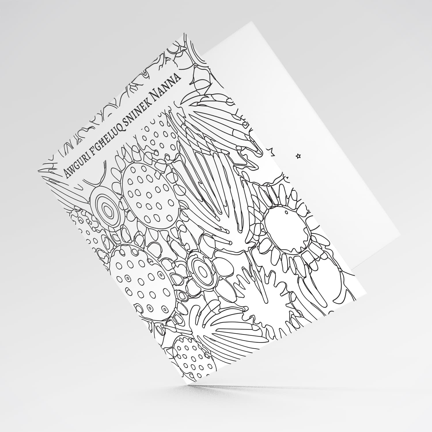 Colouring birthday card full of flowers and leaves for Nanna / Grandma in Maltese 
