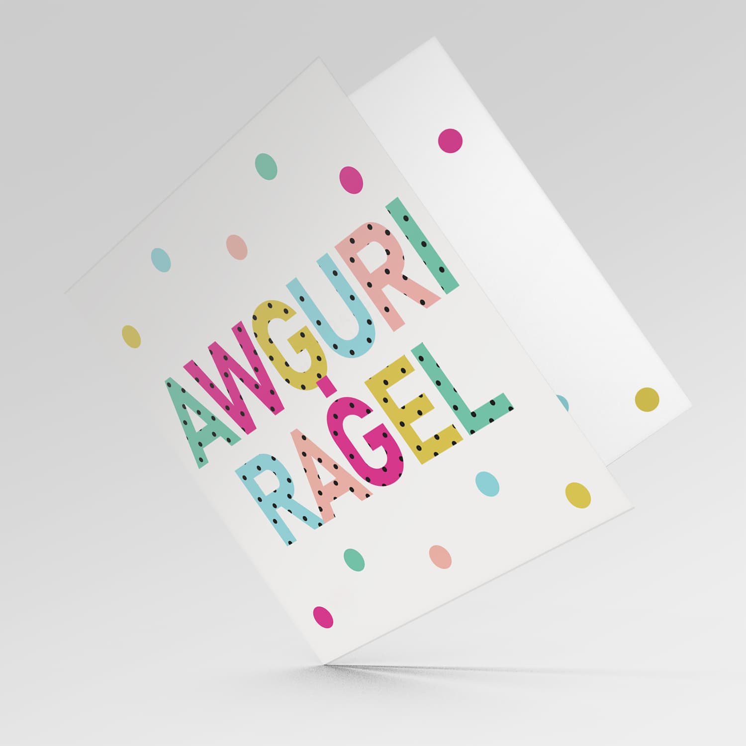 Colourful text with polka dots - Awguri Raġel - birthday card for husband / boyfriend / partner in Maltese