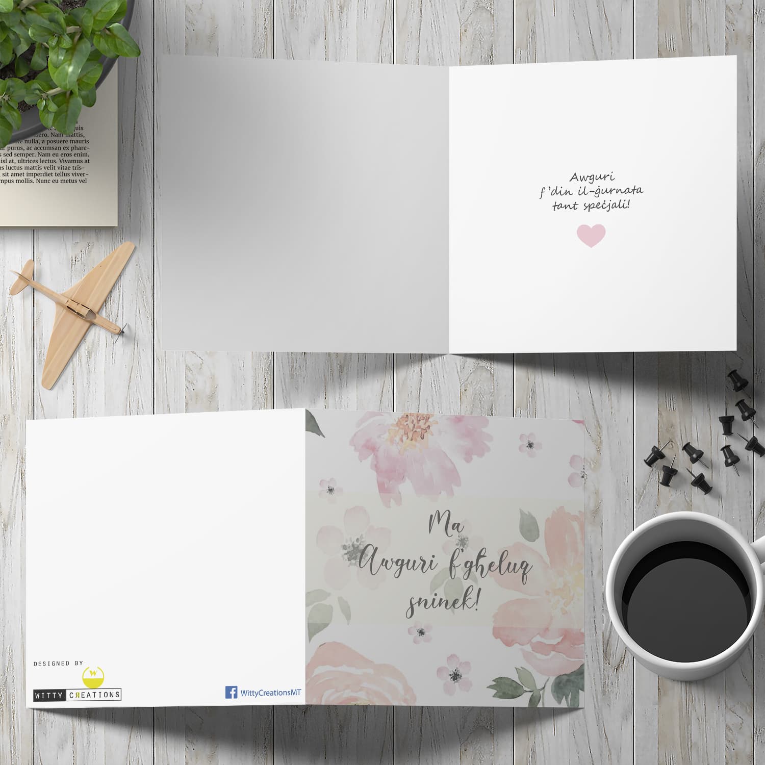 Pastel flower themed birthday card for mother in Maltese