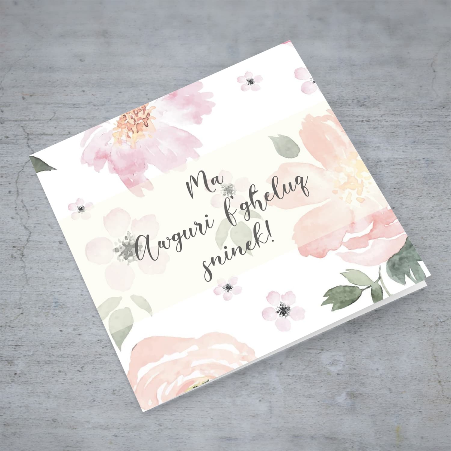 Pastel flower themed birthday card for mother in Maltese