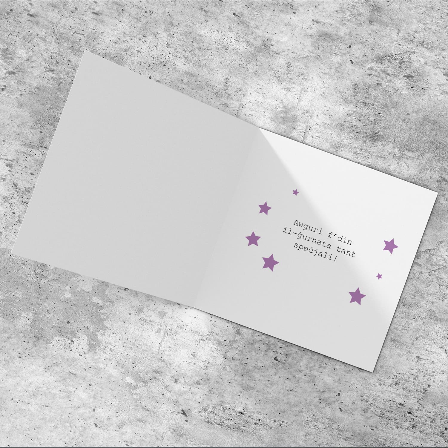 Funny birthday card for mum with stars in Maltese