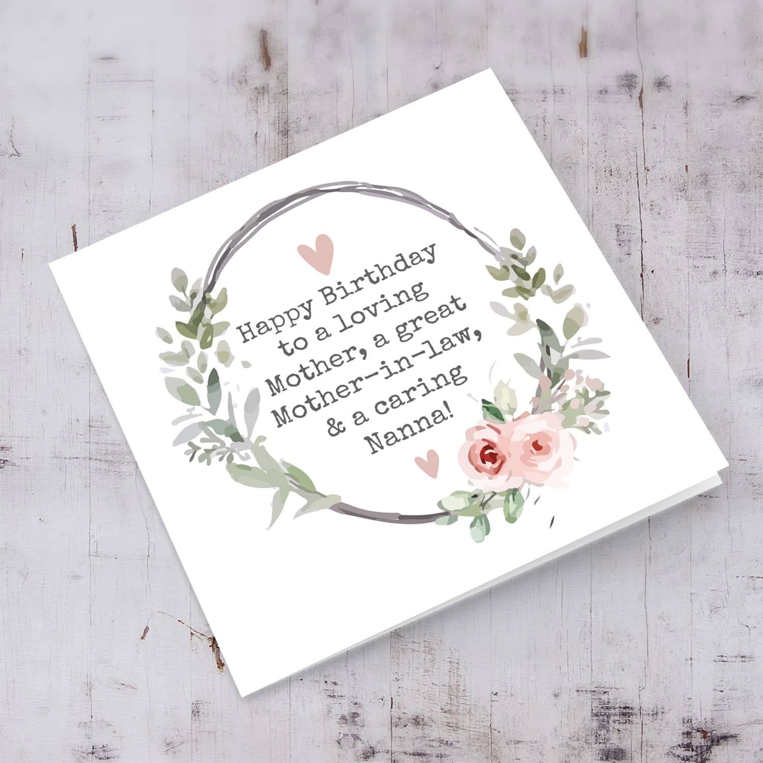 Dainty floral wreath birthday card for mother, mother-in-law and Nanna
