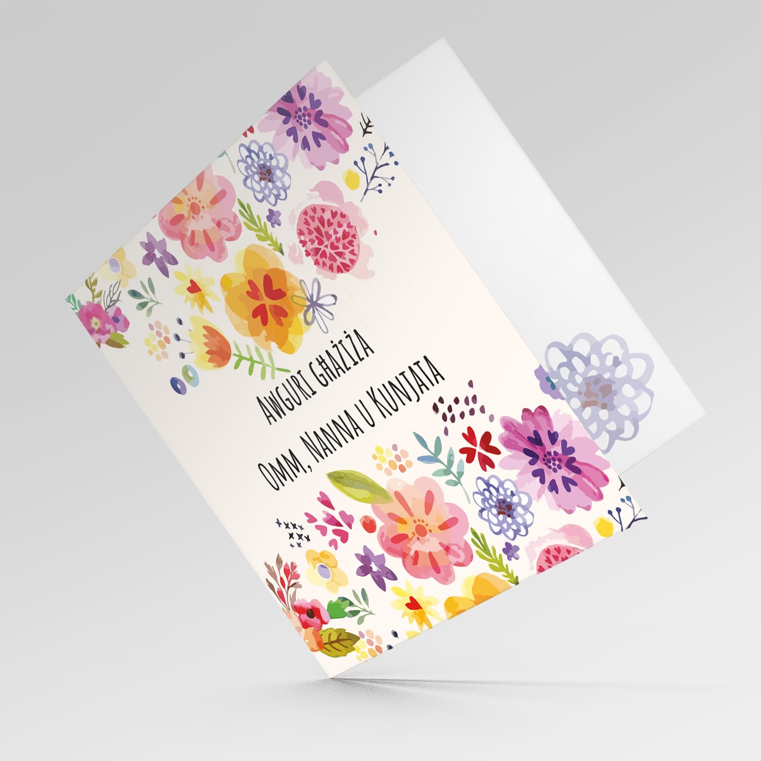Colourful birthday card for mother, grandma & mother in law in Maltese