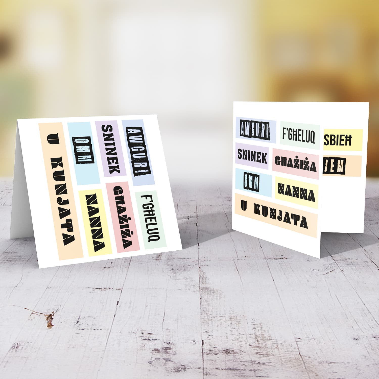 Colourful, modern pastel coloured birthday card for mum, grandma & mother-in-law in Maltese