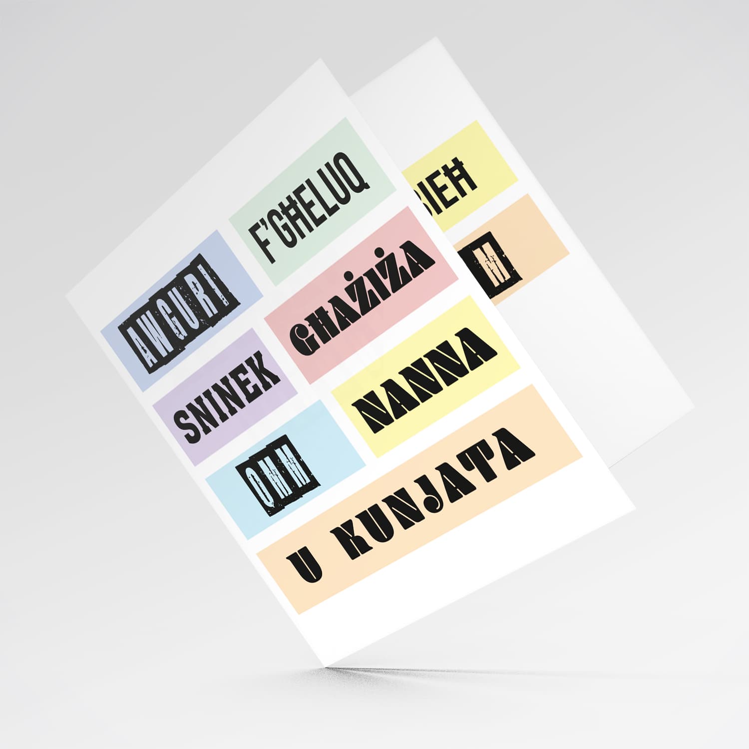 Colourful, modern pastel coloured birthday card for mum, grandma & mother-in-law in Maltese