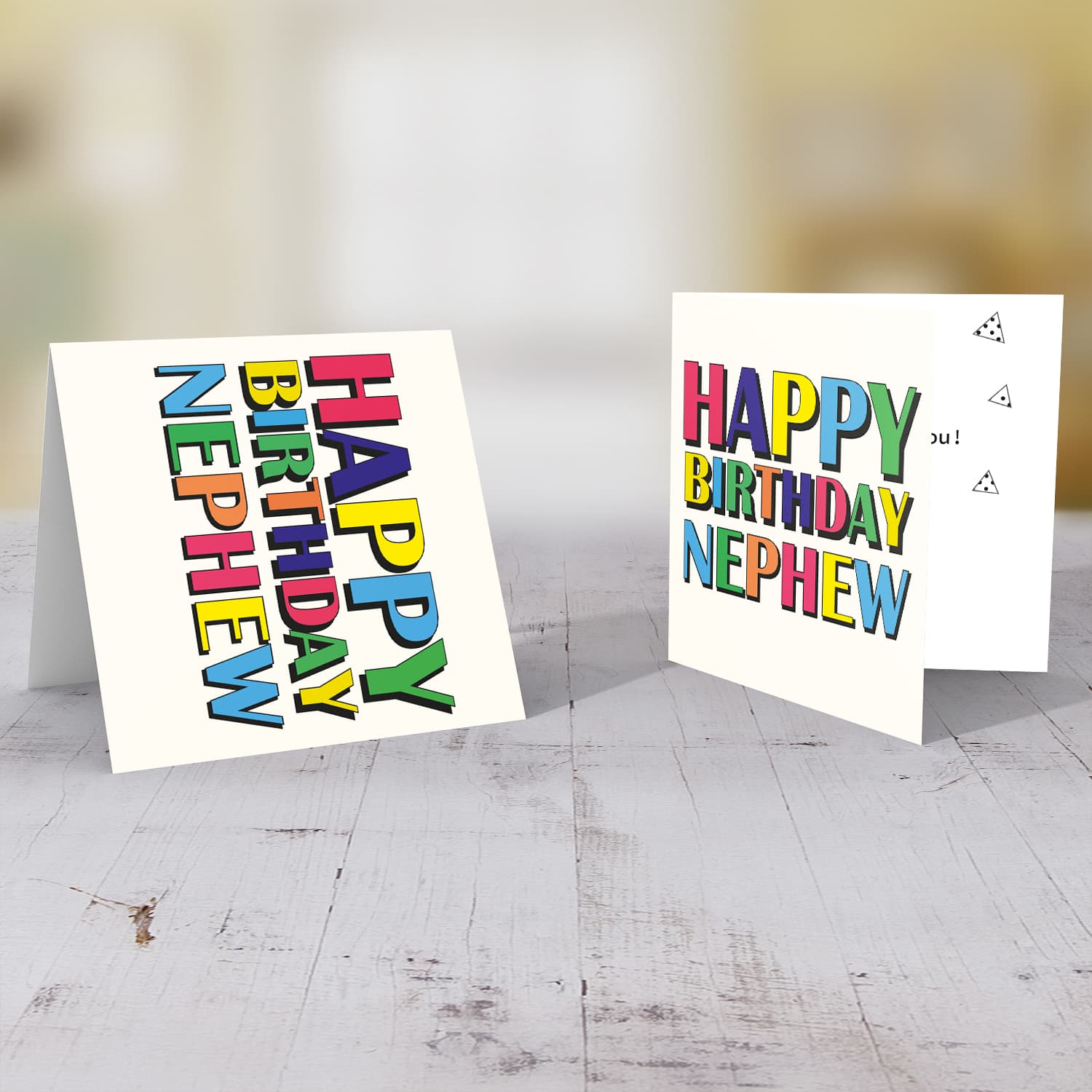 Colourful wording birthday card for nephew in English