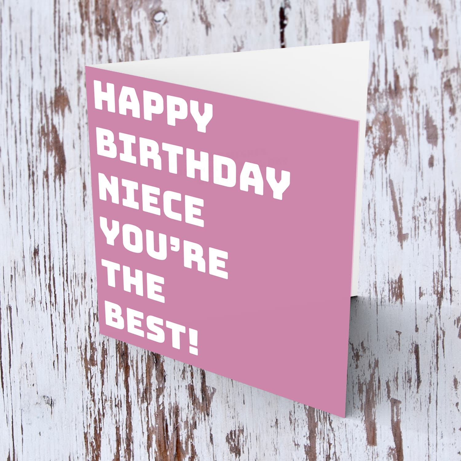 Dark pink block colour background birthday card for niece in English