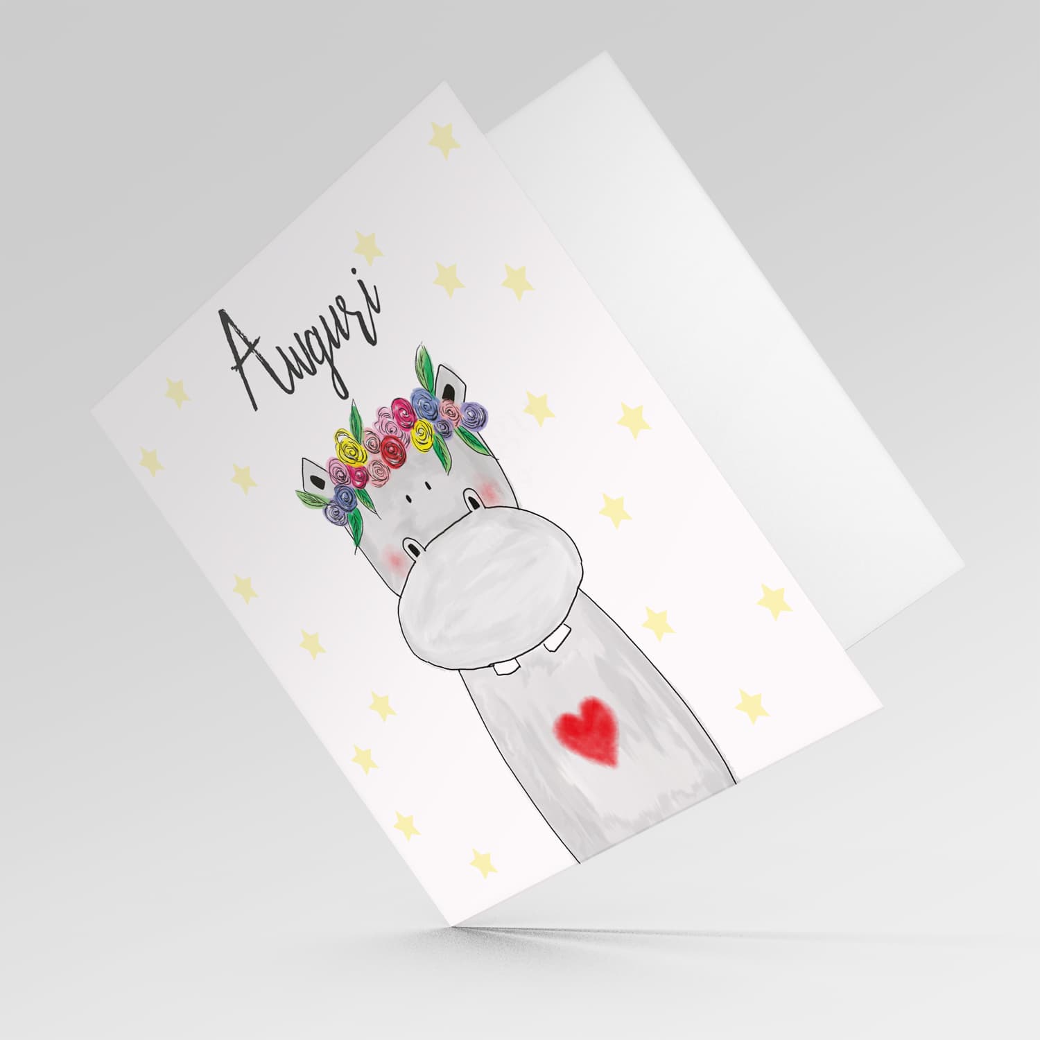 Hippopotamus themed open birthday card in Maltese