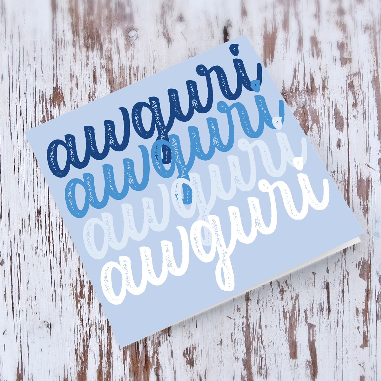 Awguri print open birthday card in blue colours in Maltese