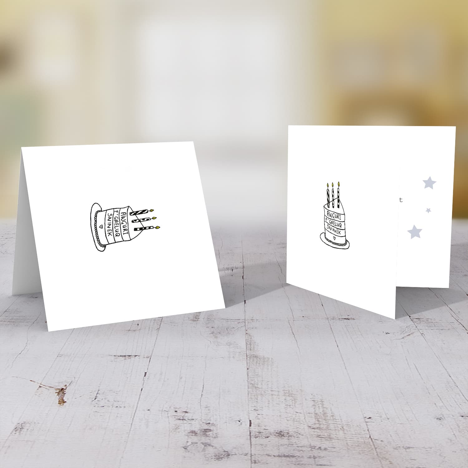 Minimalist birthday cake card in Maltese