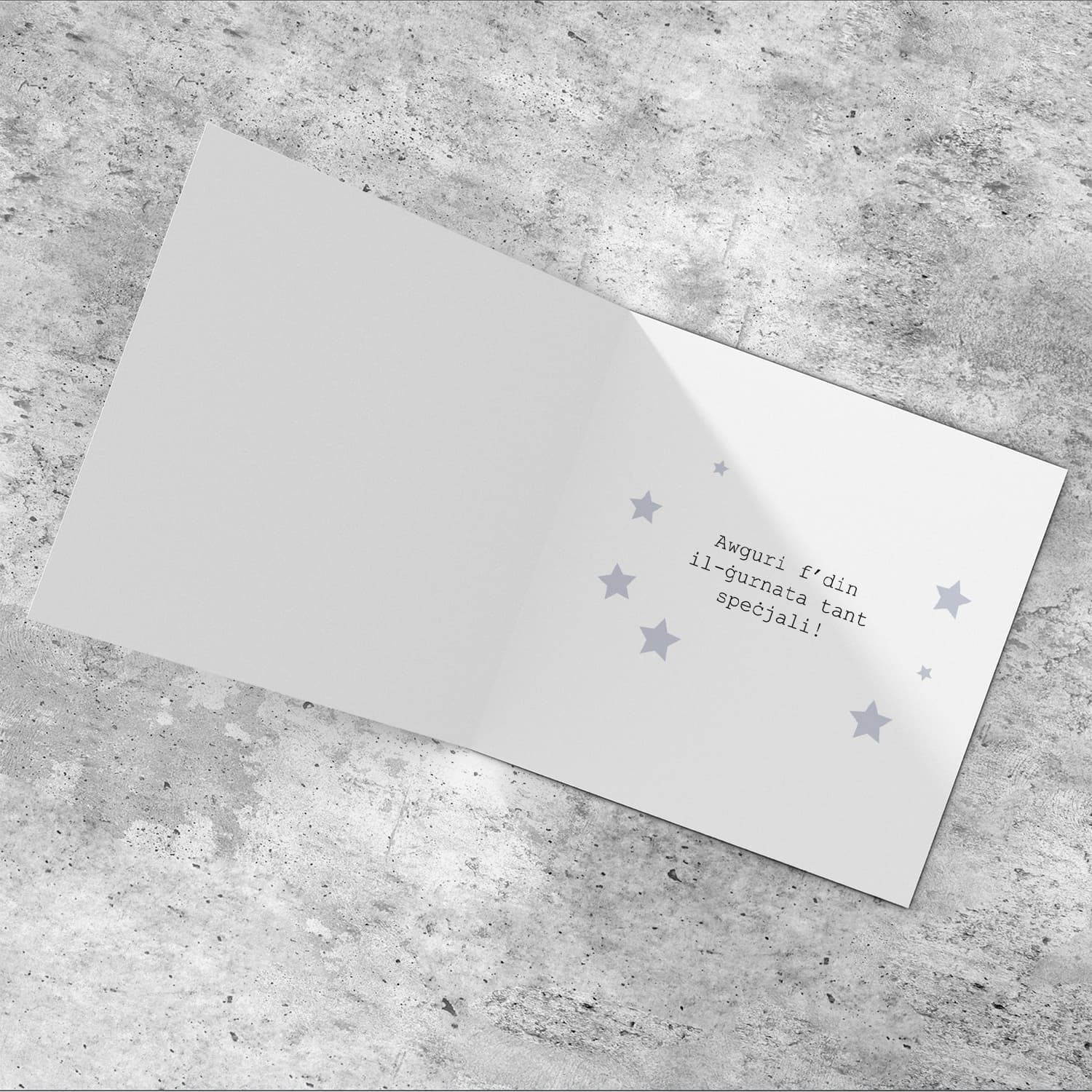 Minimalist birthday cake card in Maltese