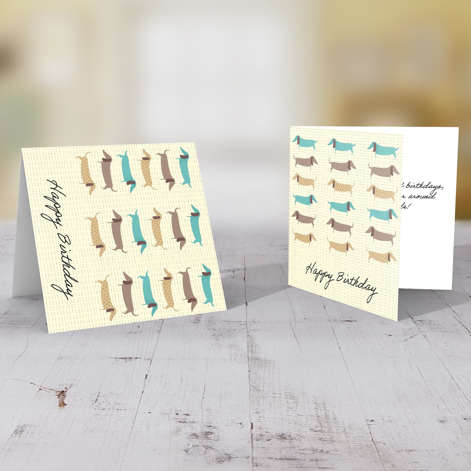 Dog repetitive pattern birthday card in English