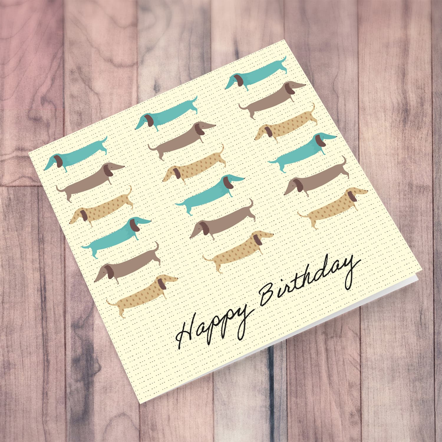 Dog repetitive pattern birthday card in English