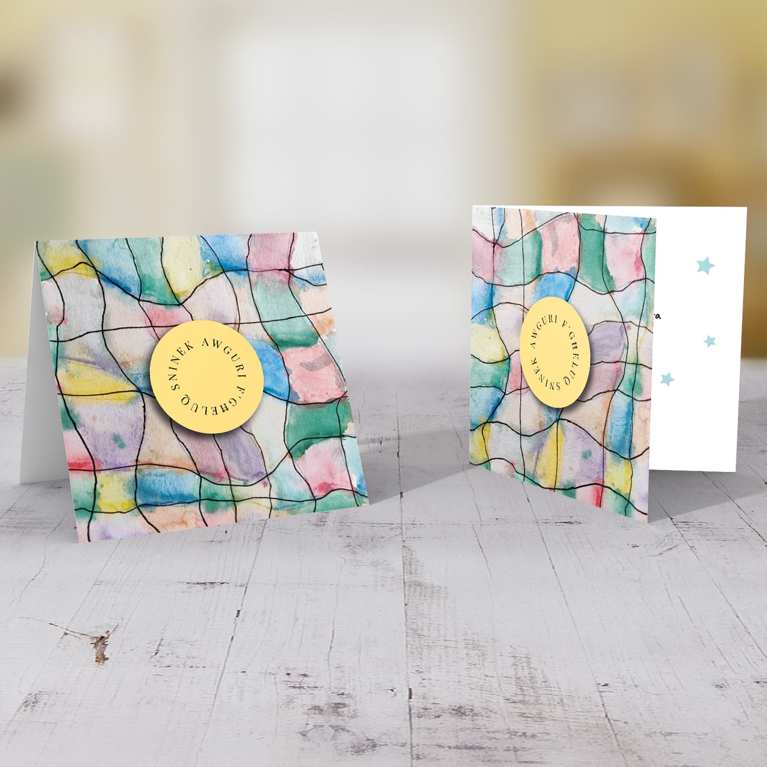 Colourful watercolour background birthday card in Maltese by Elle Mamo