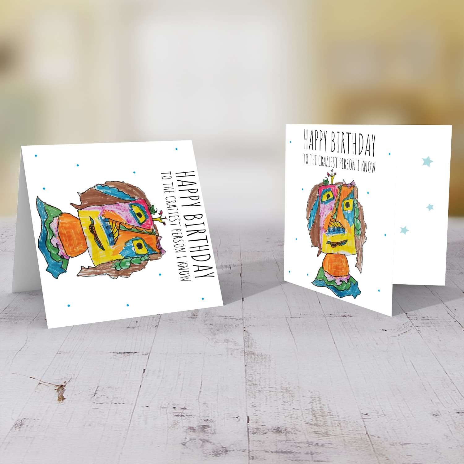 Picasso inspired funny birthday card in English by Elle Mamo 