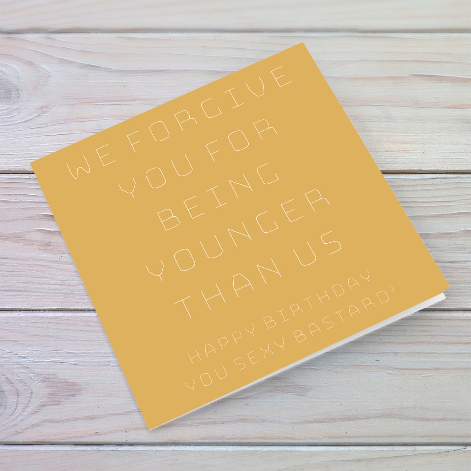 Funny Birthday card with orange background in English (Plural)