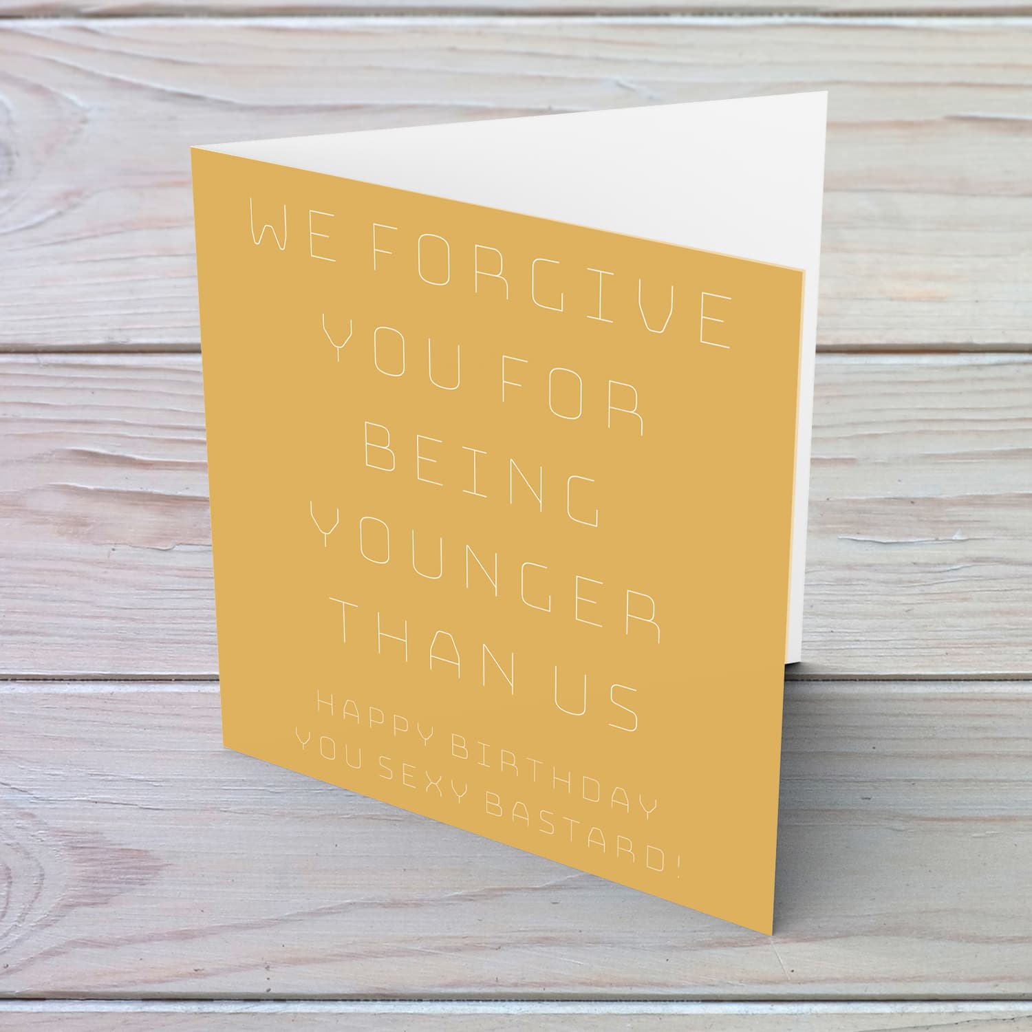 Funny Birthday card with orange background in English (Plural)