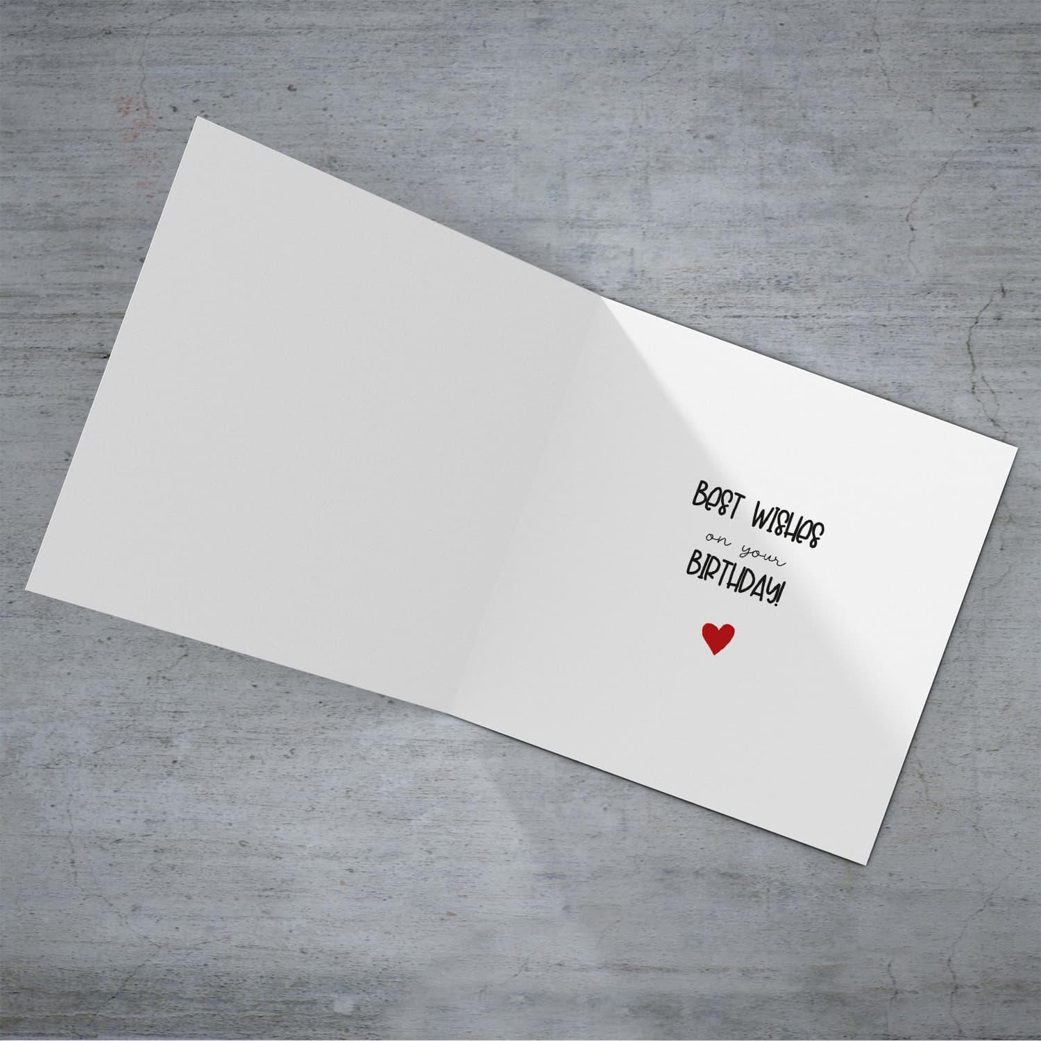 Minimalist birthday card with red heart and Happy Birthday in English