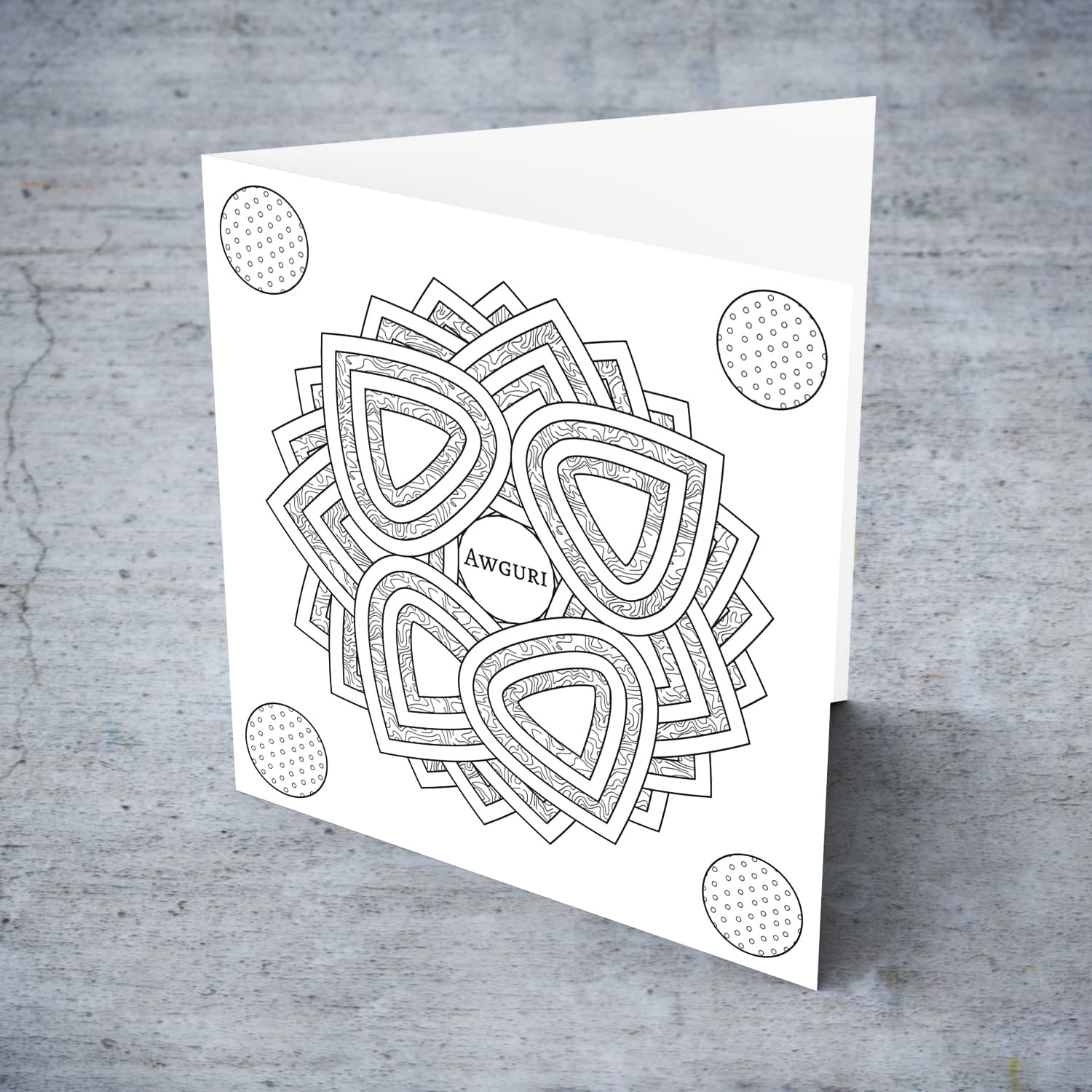 Colouring card with geometric shapes in Maltese
