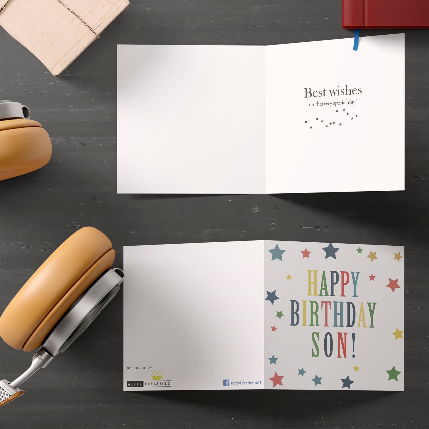 Colourful stars themed birthday card for son in English