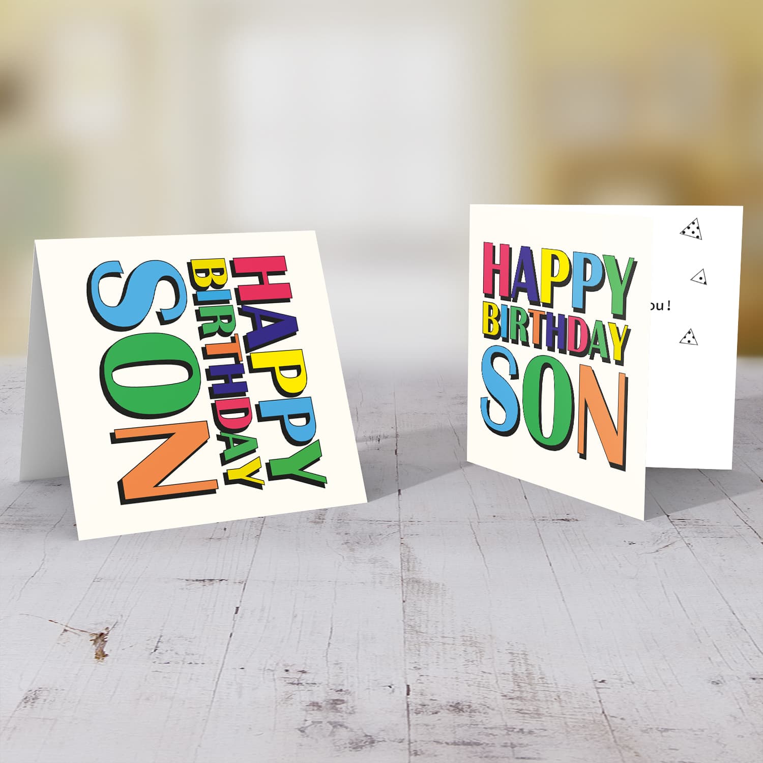 Colourful wording birthday card for son in English