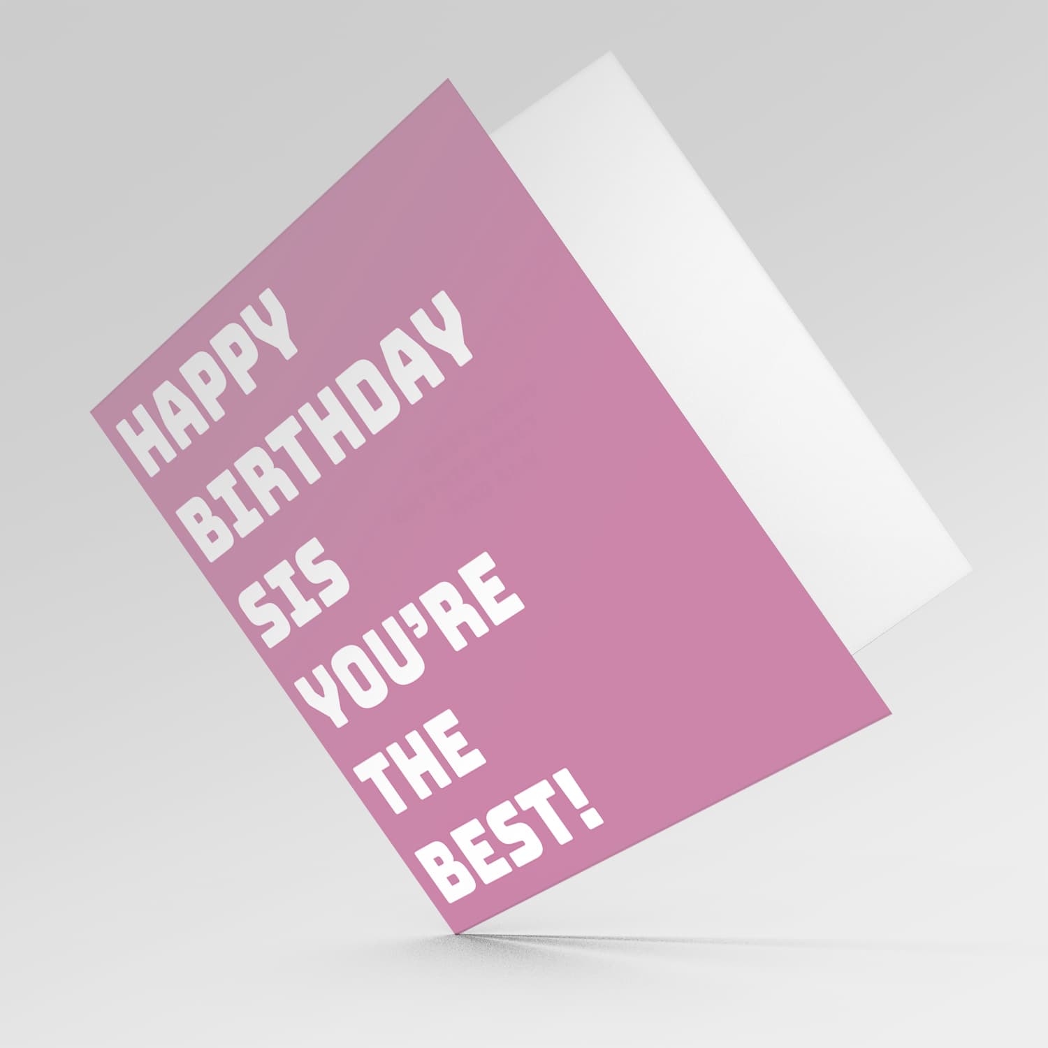 Pink block colour background birthday card for sister in English
