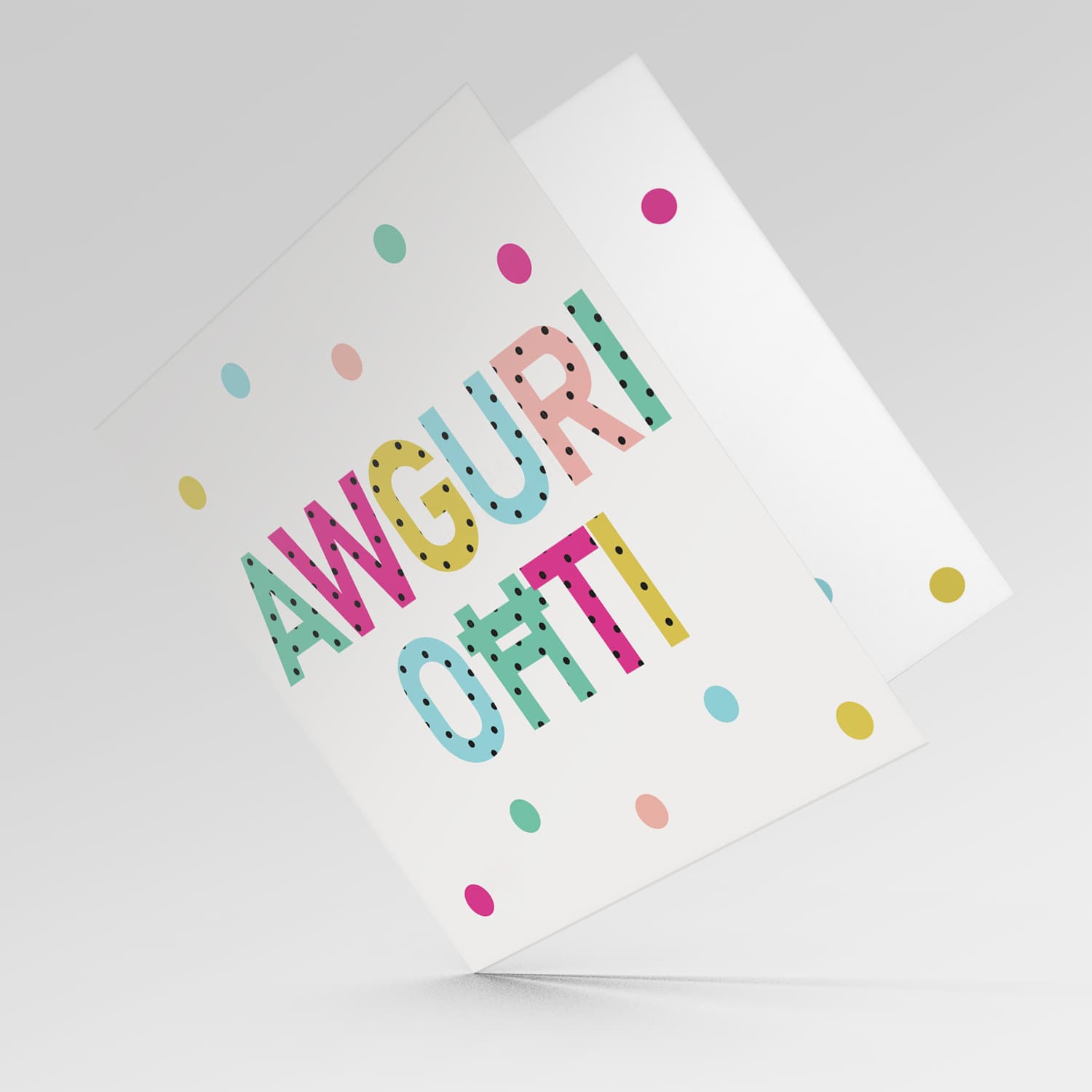 Colourful text with polka dots - Awguri oħti - birthday card for sister in Maltese