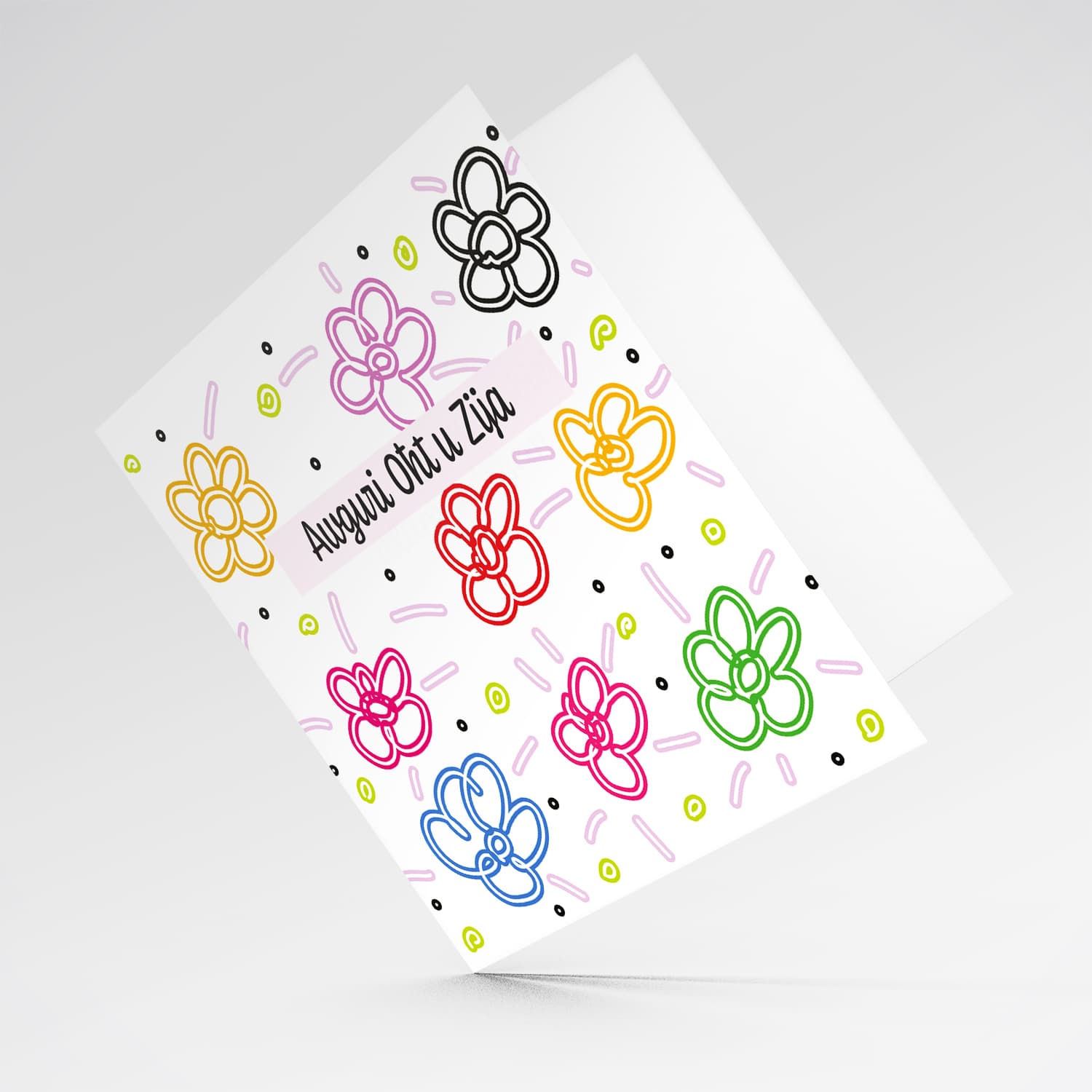 Colourful, bright coloured flowers birthday card for Aunty & Sister in Maltese