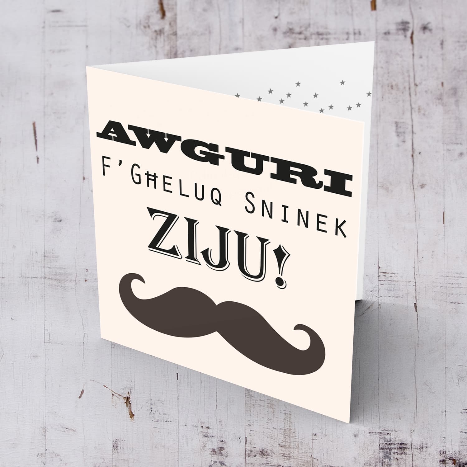 Moustache themed birthday card for Uncle in Maltese