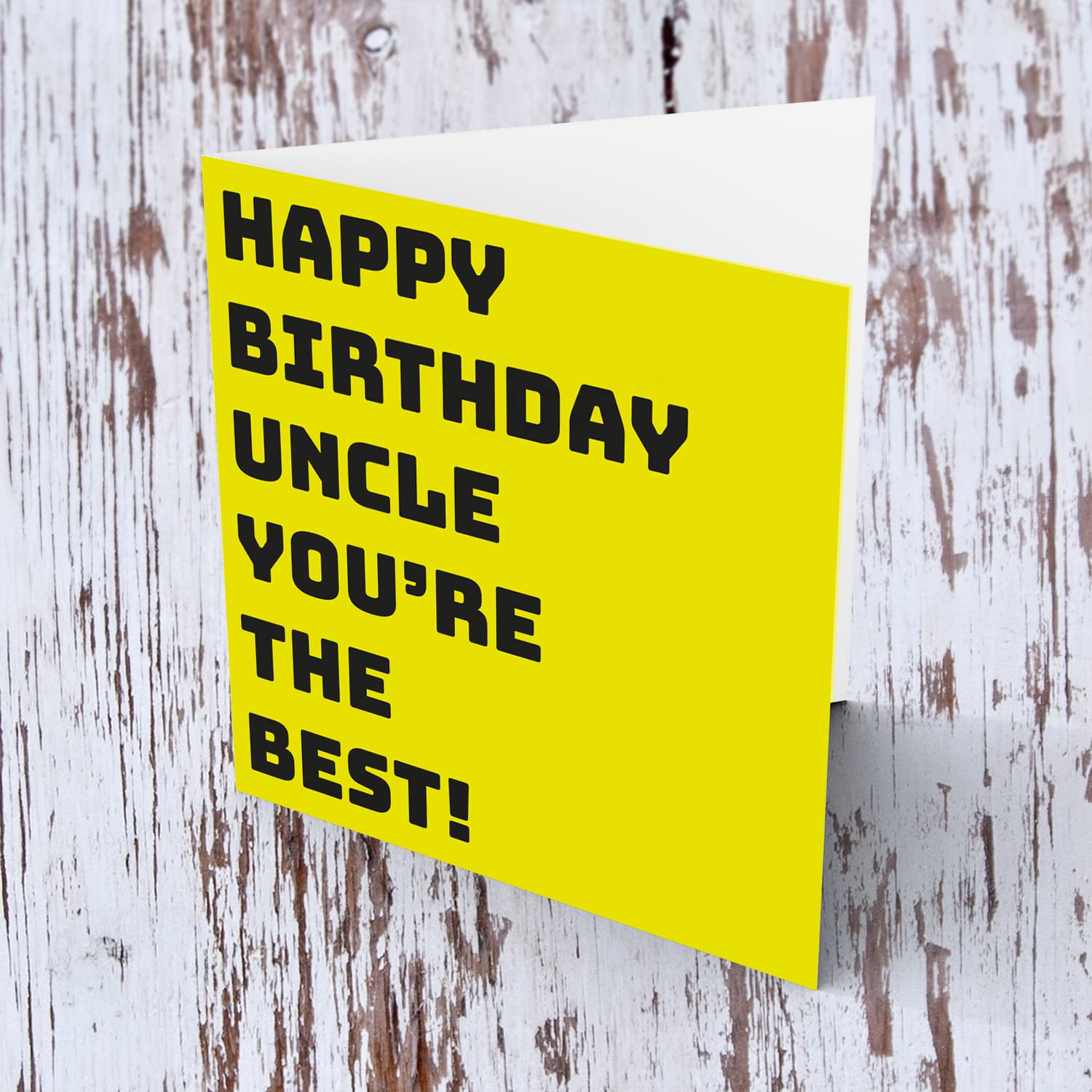 Yellow block colour background birthday card for uncle in English