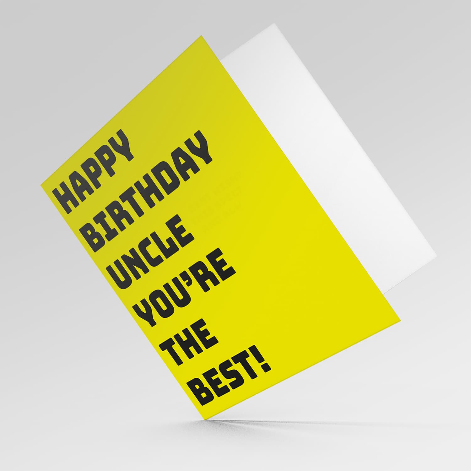 Yellow block colour background birthday card for uncle in English