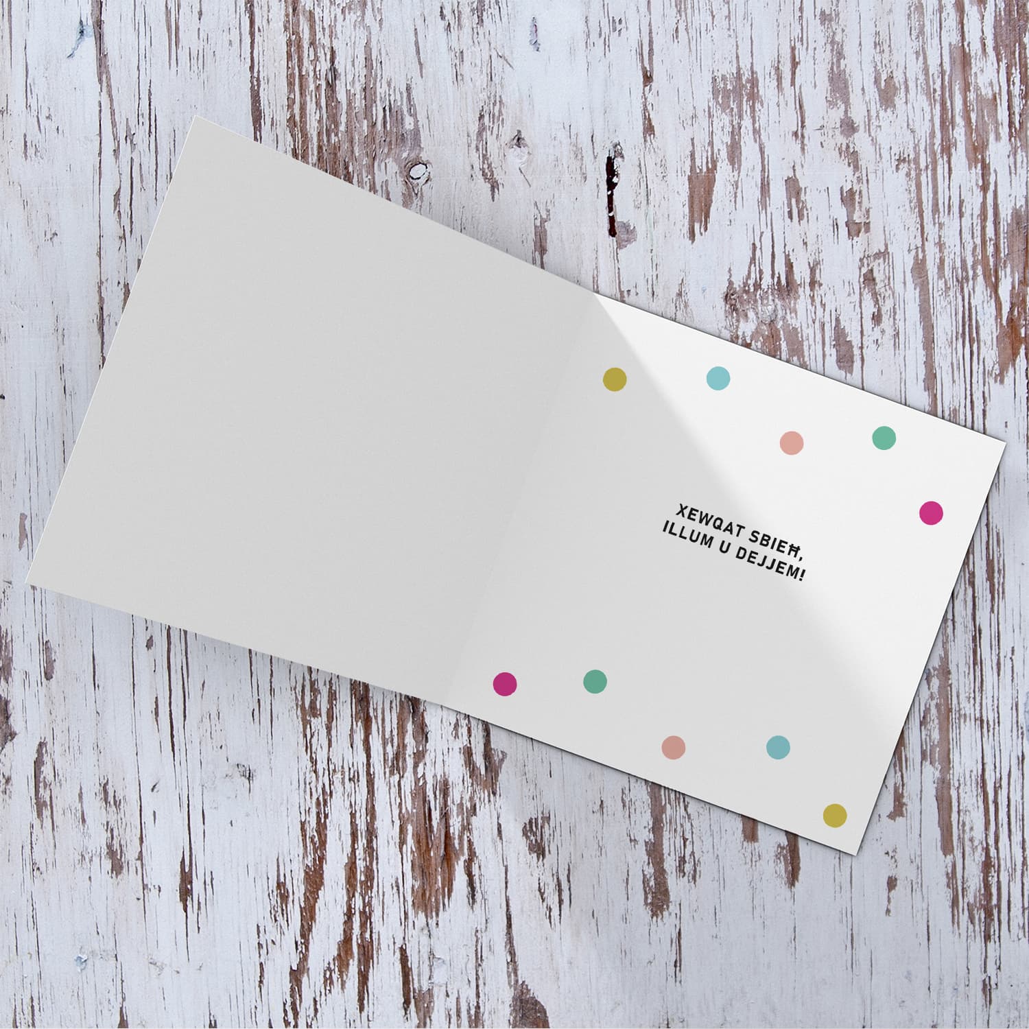Colourful text with polka dots - Awguri Ziju card for Uncle in Maltese