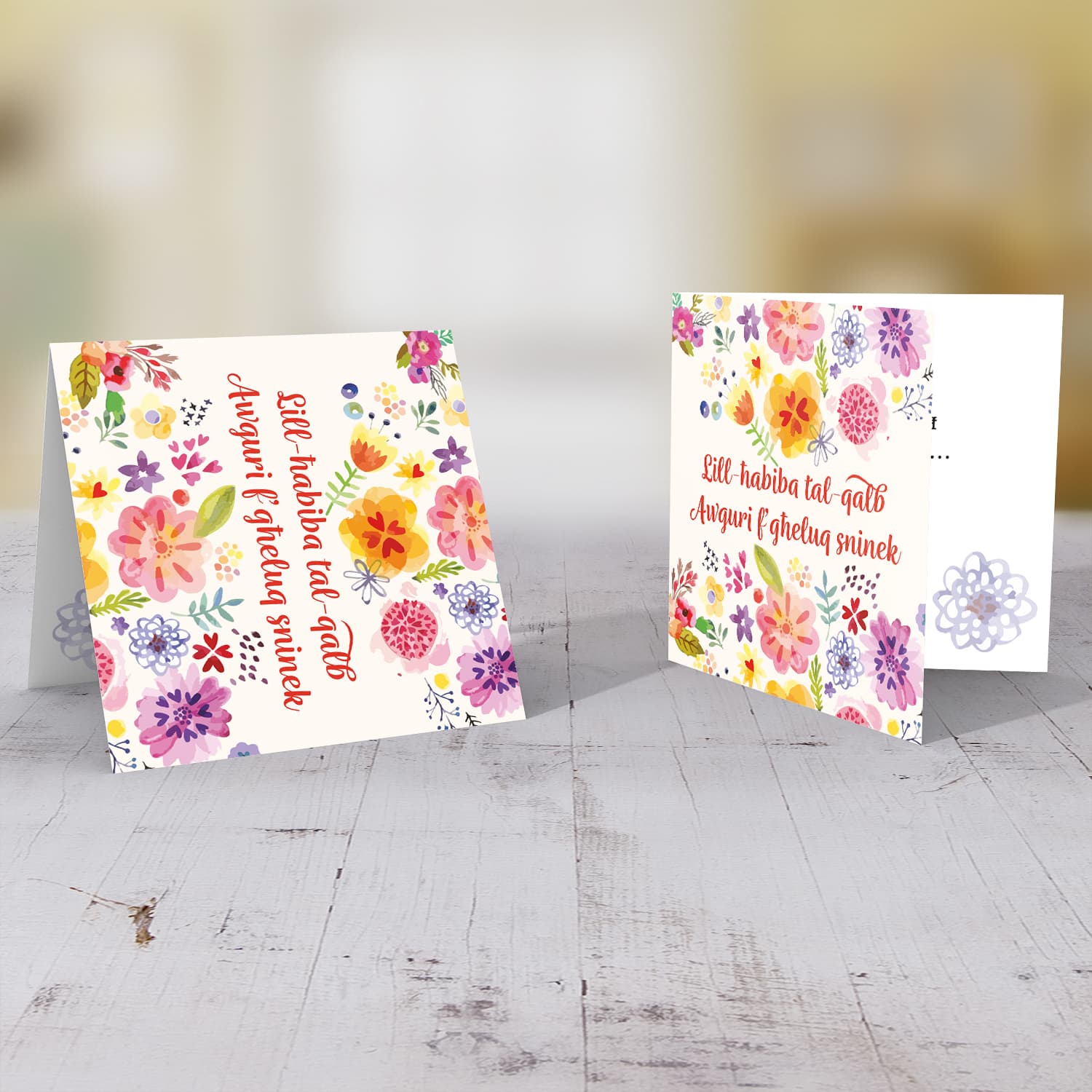 Colourful floral birthday card for best friend / bestie in Maltese