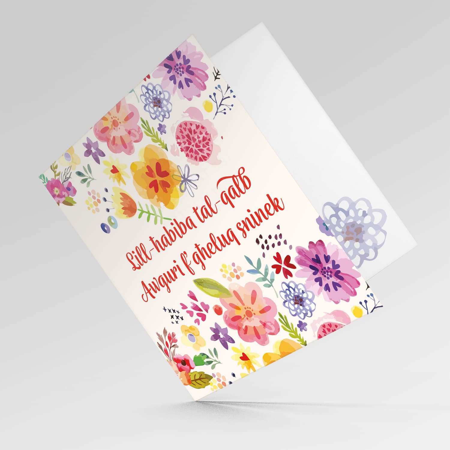 Colourful floral birthday card for best friend / bestie in Maltese