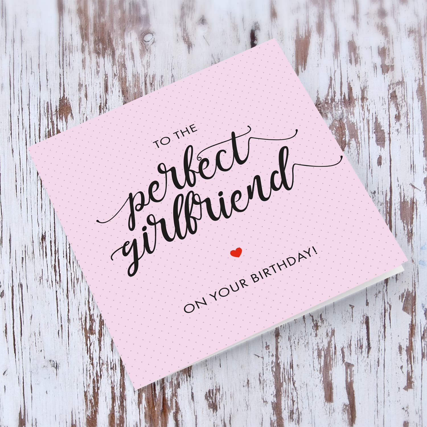 Light pink dotted background birthday card for girlfriend in English