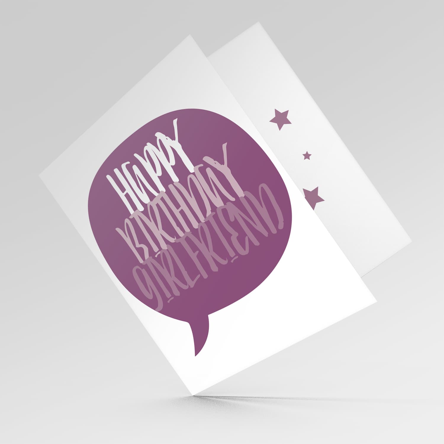 Speech bubble themed birthday card in purple tones (English) for Girlfriend