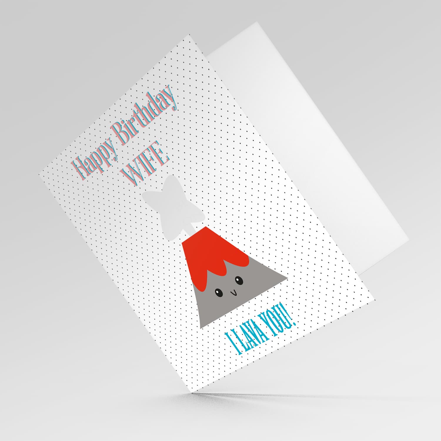 Volcano themed birthday card for wife in English