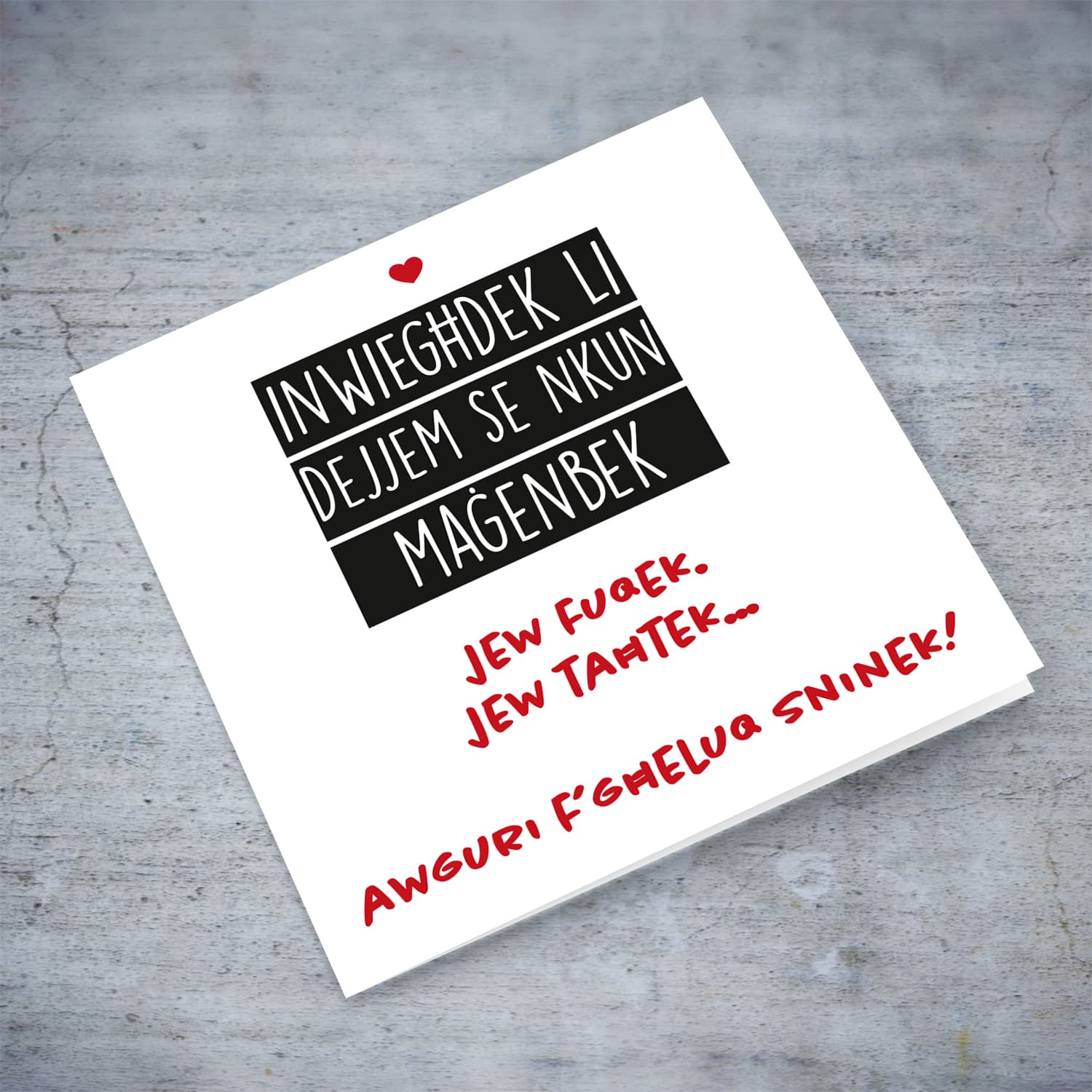 Funny birthday card for partner / wife / husband / boyfriend / girlfriend in Maltese