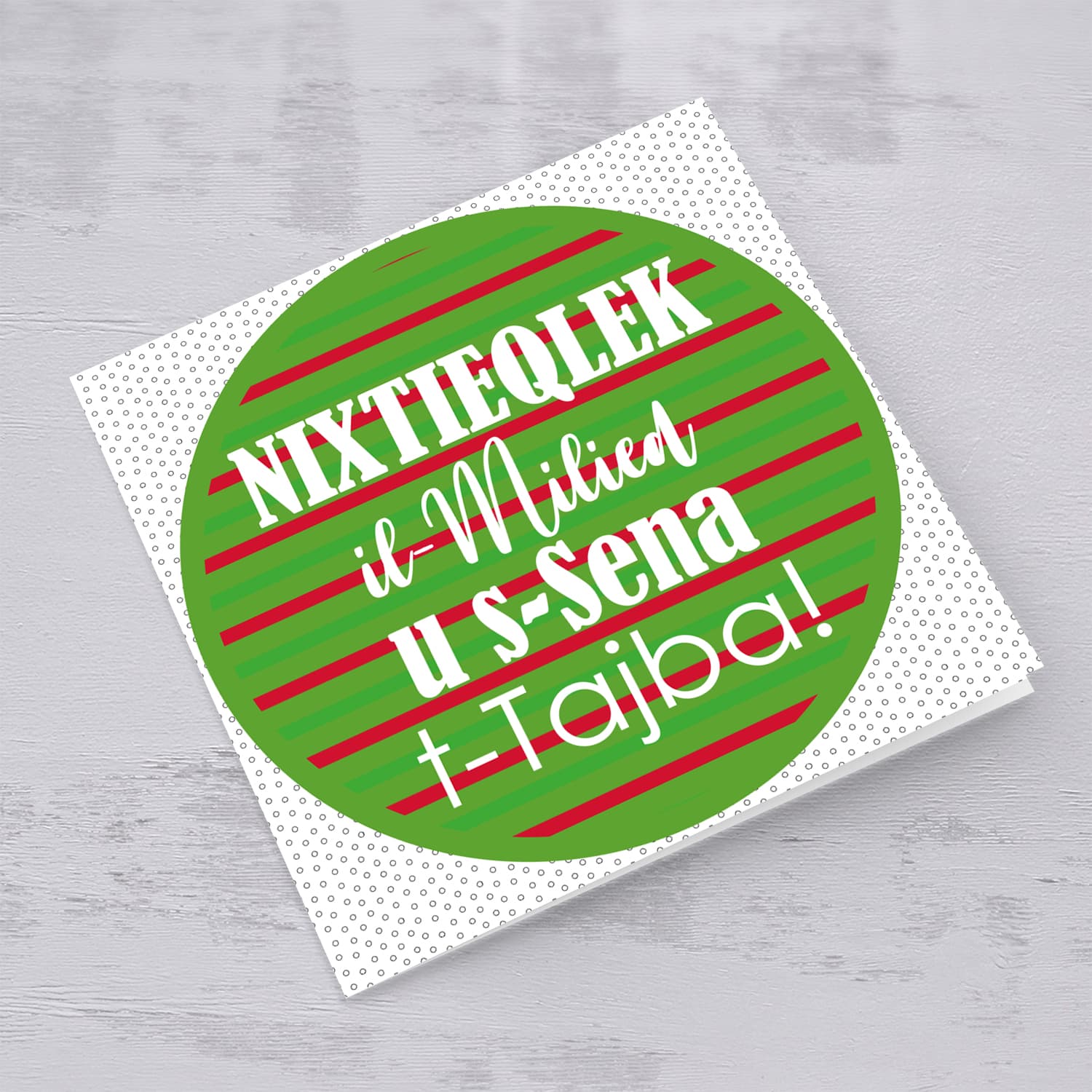 Bauble themed Christmas card in Maltese