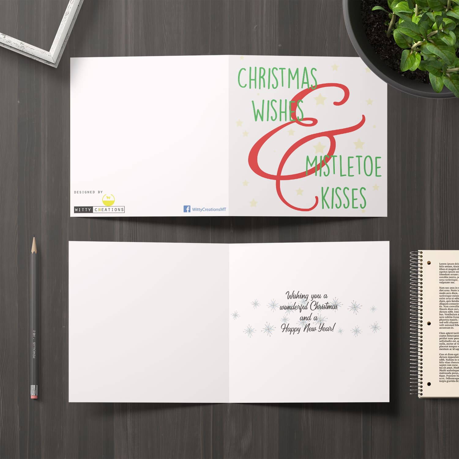 Star themed Christmas card in English