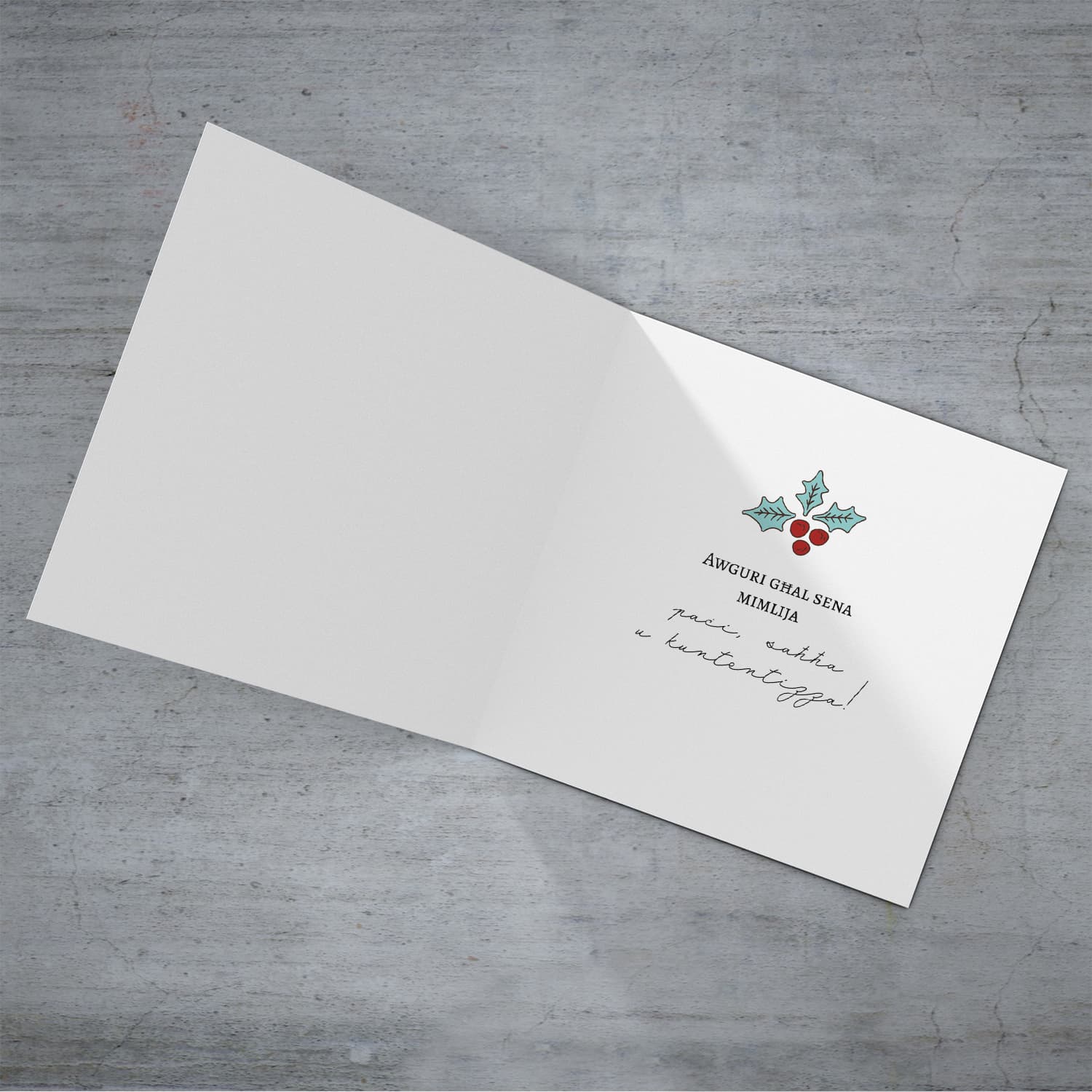 Colourful lightbulb themed christmas card in Maltese