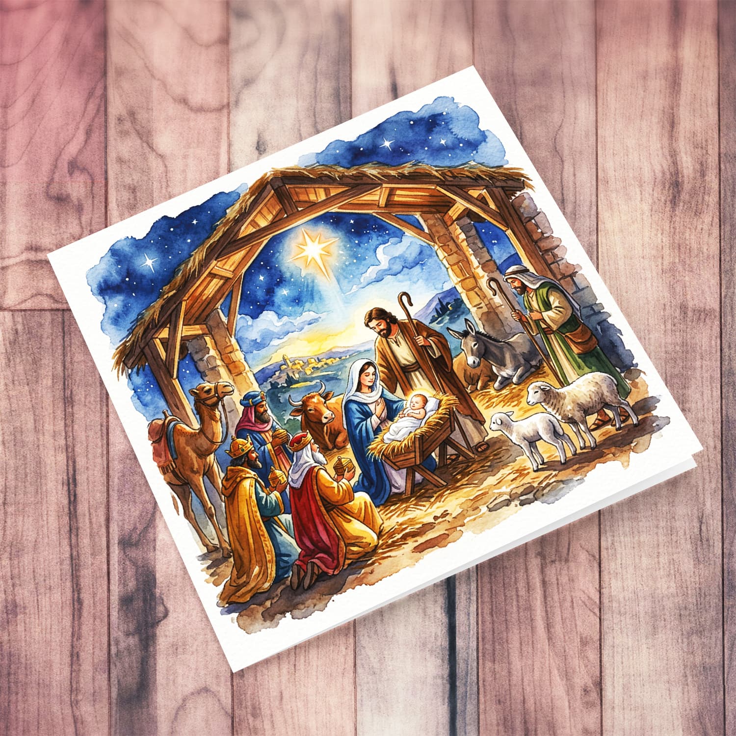 A beautiful nativity scene greeting card in Maltese