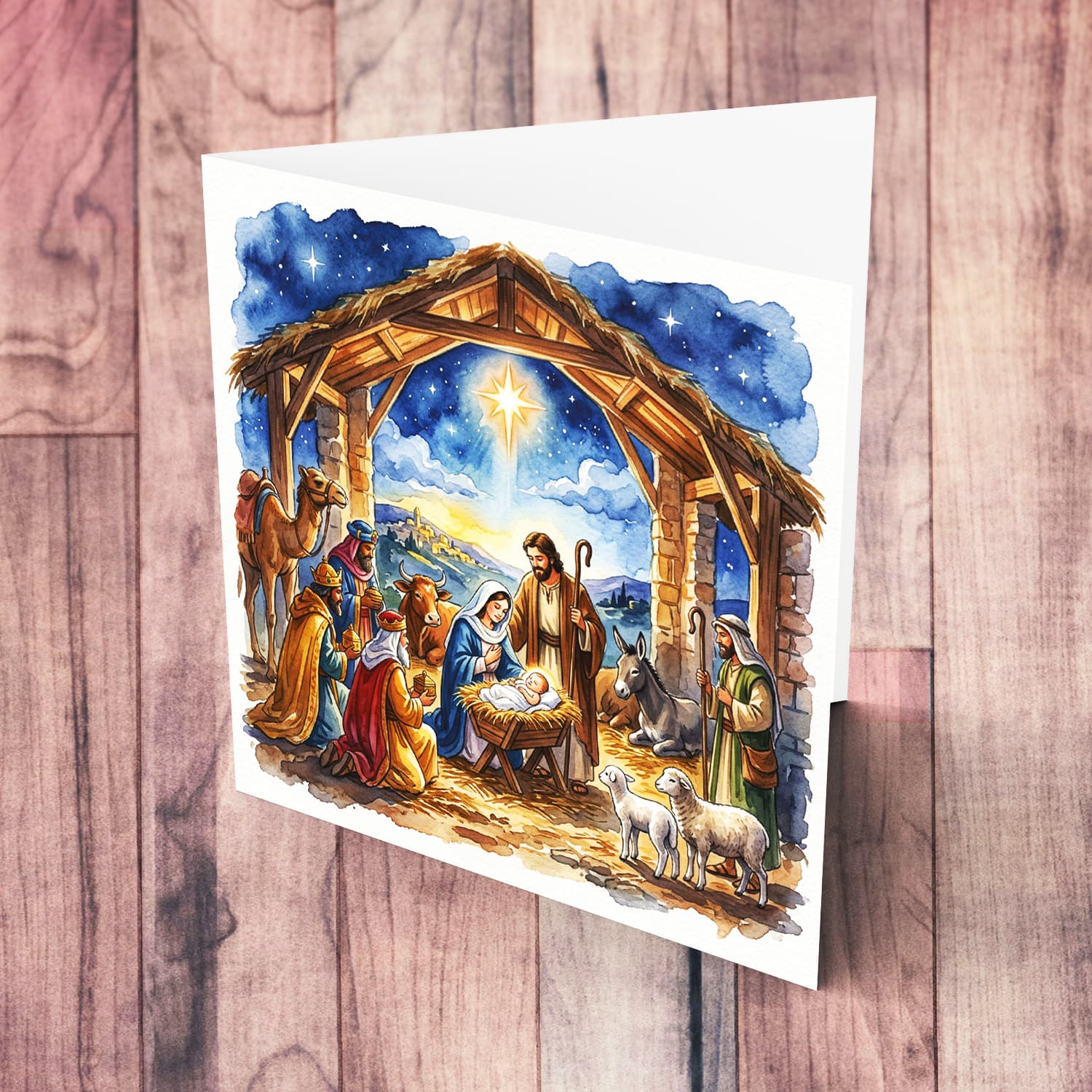 A beautiful nativity scene greeting card in Maltese