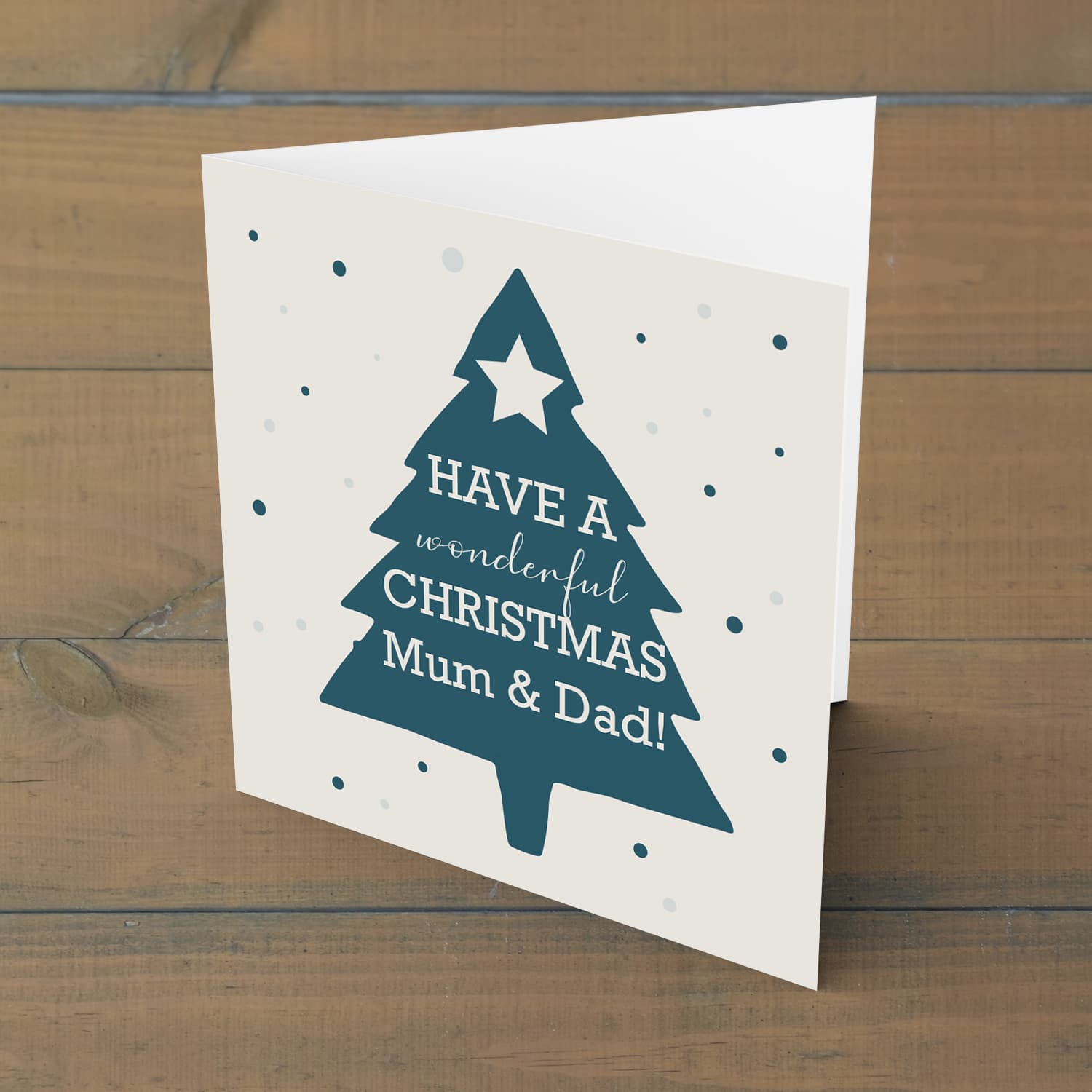 Christmas tree themed Christmas cards for parents in English